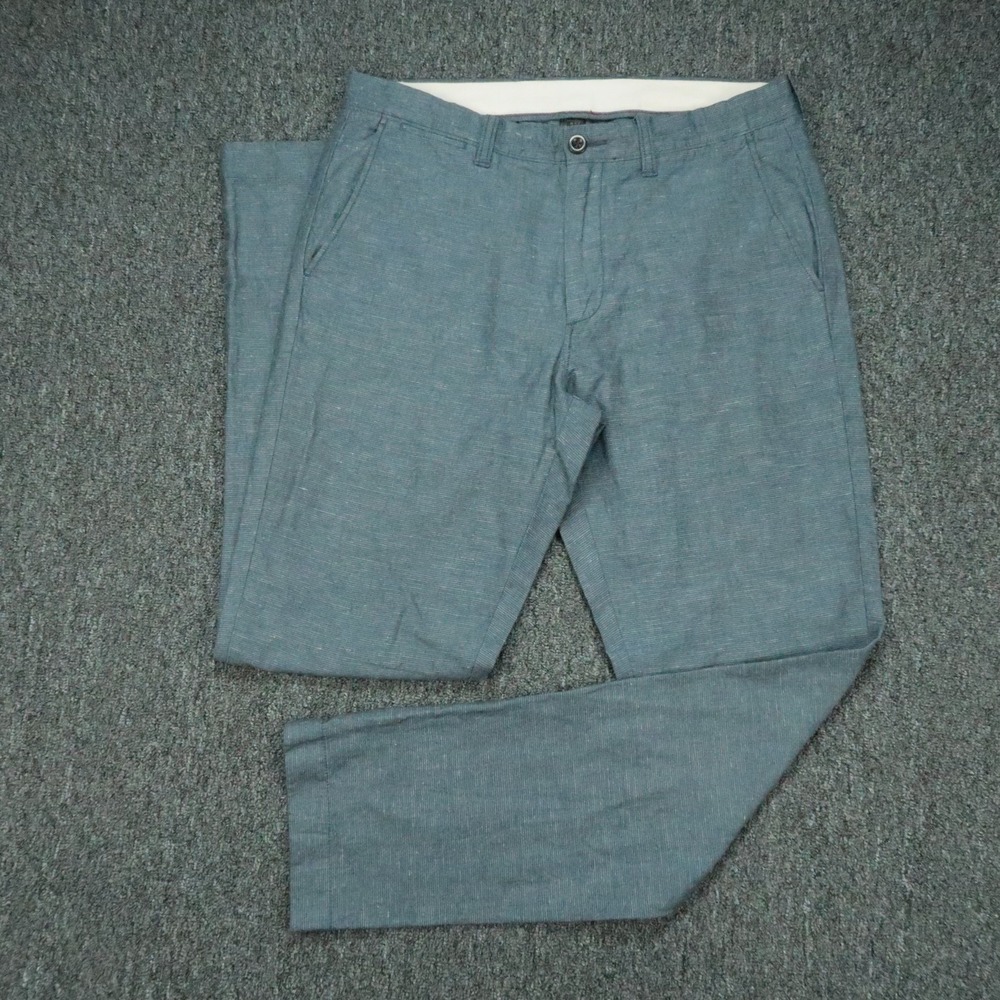 J Crew Pants Mens 32x32 Blue Linen 770 Straight Chino Trouser Flat Front